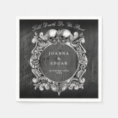 Schwarze Rustikale Holzskulls Gotische Hochzeit Serviette (Vorderseite)