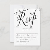 Schwarze rustikale Kalligraphie mit Wahlmöglichkei RSVP Karte (Vorderseite)