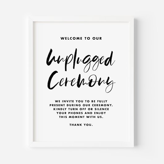 Schwarze Rustikale Kalligraphie Unplugged Zeremoni Poster