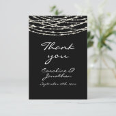 Schwarze Rustikale Lichter Hochzeit Dankeskarte (Stehend Vorderseite)