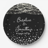 Schwarze Rustikale Lichter Hochzeit Pappteller (Vorderseite)