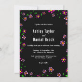 Schwarze Rustikale Rose Boho Floral Wedding Einladung (Vorderseite)