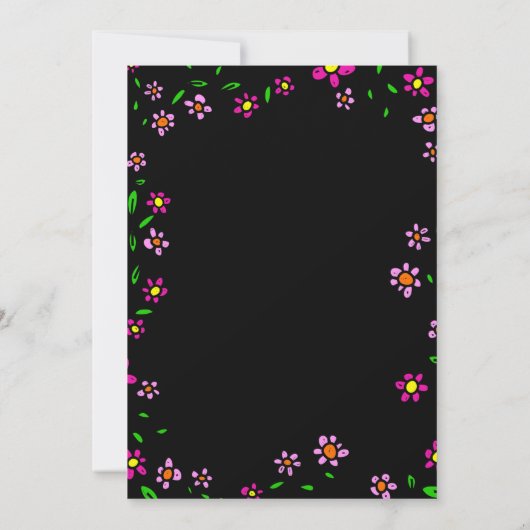 Schwarze Rustikale Rose Boho Floral Wedding Einladung (Rückseite)