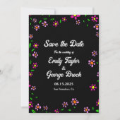 Schwarze Rustikale Rose Boho Floral Wedding Save The Date (Vorderseite)