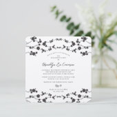 Schwarze Sakura Kirschblüten Klassische Asiatische Einladung (Stehend Vorderseite)