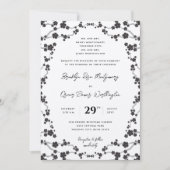 Schwarze Sakura Kirschblüten Stilvolle Asiatische  Einladung (Vorderseite)