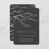 Schwarze Sakura Kirschblüten Zen Hochzeitsempfang Begleitkarte (Vorne/Hinten)