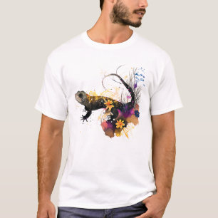 Schwarze Salamander-Kunst T-Shirt