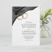 Schwarze Samt-Hochzeitseinladung Einladung (Stehend Vorderseite)