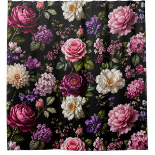Schwarze Samt-Rose Duschvorhang