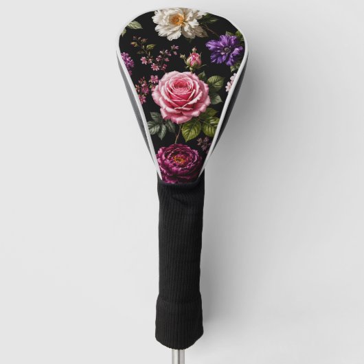 Schwarze Samt-Rose Golf Headcover (Vorderseite)