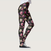Schwarze Samt-Rose Leggings (Rechts)