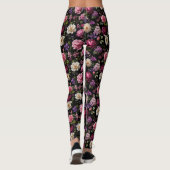 Schwarze Samt-Rose Leggings (Rückseite)