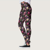 Schwarze Samt-Rose Leggings (Links)
