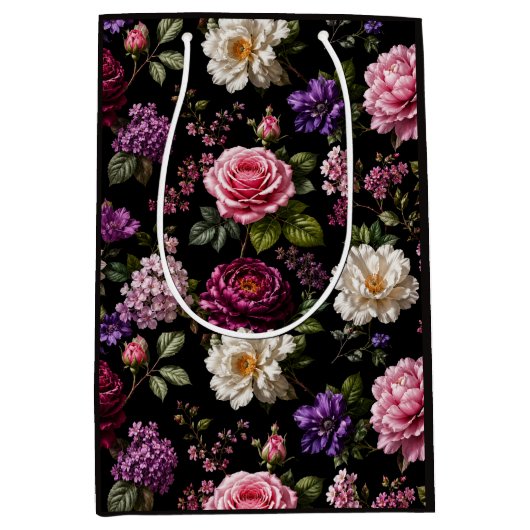 Schwarze Samt-Rose Mittlere Geschenktüte (Vorderseite)