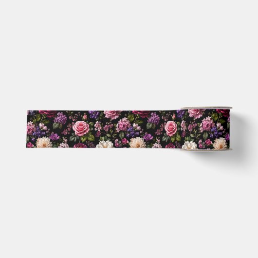 Schwarze Samt-Rose Ripsband (Vorderseite)
