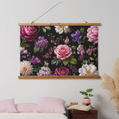 Schwarze Samt-Rose Wandteppich Mit Holzrahmen (Schlafzimmer)