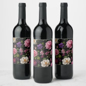 Schwarze Samt-Rose  Weinetikett (Flaschen)