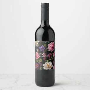 Schwarze Samt-Rose Weinetikett