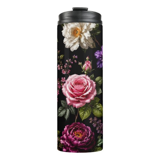 Schwarze Samtrose  Thermosbecher (Vorderseite)