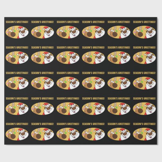 Schwarze Sankt mit Ren Geschenkpapier (Flach)