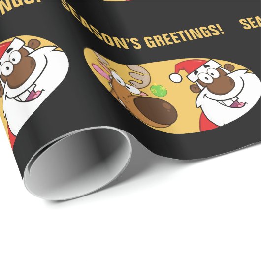 Schwarze Sankt mit Ren Geschenkpapier (Rolleneckpunkt)