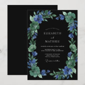 Schwarze Saphir-Bemalte Hochzeit Einladung (Vorne/Hinten)