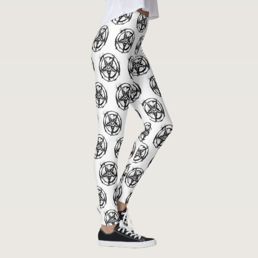 Schwarze satanische Pentagram-Leggings Leggings (Rechts)