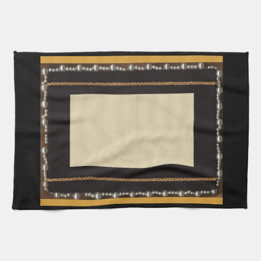 Schwarze Satin-Seidenstoff Foto Rahmen verziert Wi Handtuch (Horizontal)