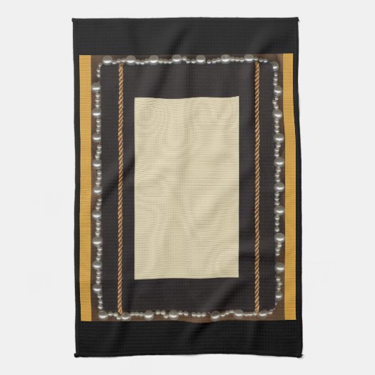 Schwarze Satin-Seidenstoff Foto Rahmen verziert Wi Handtuch (Vertikal)