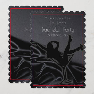 Schwarze Satin-Silhouette-Junggesellenabschied-Ein Einladung