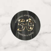 Schwarze Satin- und Goldsternummern Konfetti (Klein Vorderseite)