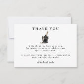 Schwarze Satinschleife Perlen Junggesellinnenabsch Dankeskarte (Vorderseite)