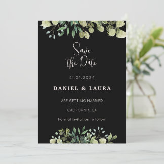 Schwarze Save-the-Date-Hochzeitseinladung Einladung