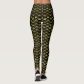 Schwarze Scallop Muschel Art Deco Retro Muster Leggings (Rückseite)