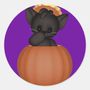 Schwarze Scardy Katze Halloween KRW Lil Runder Aufkleber