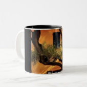 Schwarze Schablonenfigur Muster Tasse | Lustig Min (Vorderseite Links)