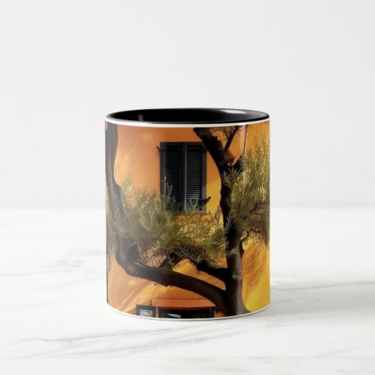 Schwarze Schablonenfigur Muster Tasse | Lustig Min (Mittel)
