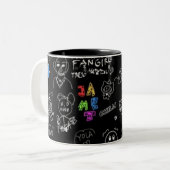 Schwarze Schablonenfigur Muster Tasse | Lustig Min (Vorderseite Links)