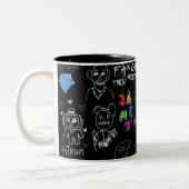 Schwarze Schablonenfigur Muster Tasse | Lustig Min (Links)