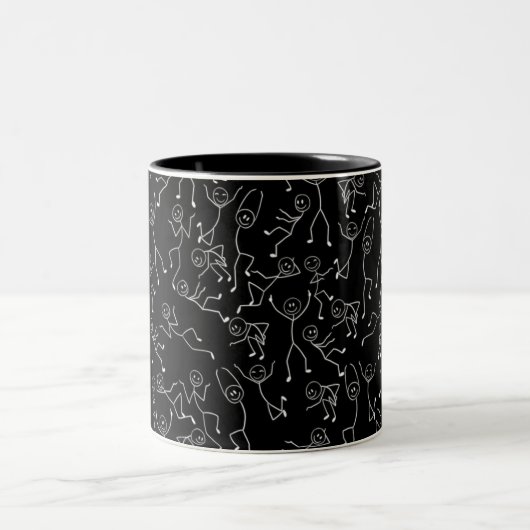 Schwarze Schablonenfigur Muster Tasse | Lustig Min (Mittel)