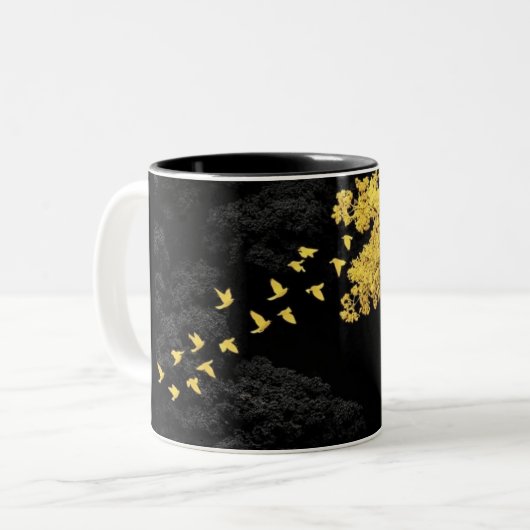 Schwarze Schablonenfigur Muster Tasse | Lustig Min (Vorderseite Links)