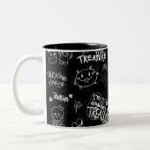 Schwarze Schablonenfigur Muster Tasse | Lustig Min (Links)