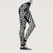 Schwarze Schachbretter und Spitzenherz Leggings (Rechts)