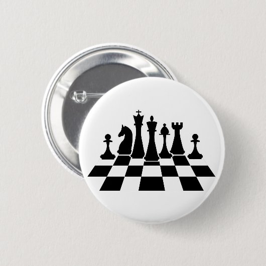 Schwarze Schachstücke auf dem Schachbrett Button (Vorne & Hinten)