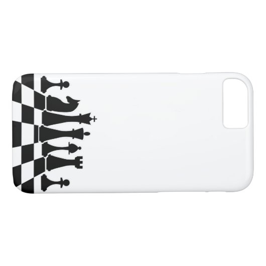 Schwarze Schachstücke auf dem Schachbrett Case-Mate iPhone Hülle (Rückseite (Horizontal))
