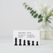 Schwarze Schachstücke auf Weiß Visitenkarte (Stehend Vorderseite)