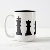 Schwarze Schachstücke auf Weiß Zweifarbige Tasse (Links)
