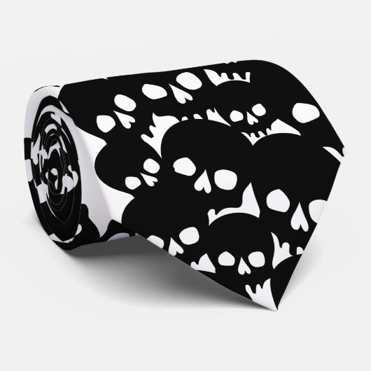 Schwarze Schädel - Deathrock Hals-Krawatten Krawatte (Gerollt)