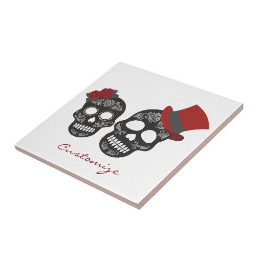 Schwarze Schädel Duo Thunder_Cove Fliese (Seite)